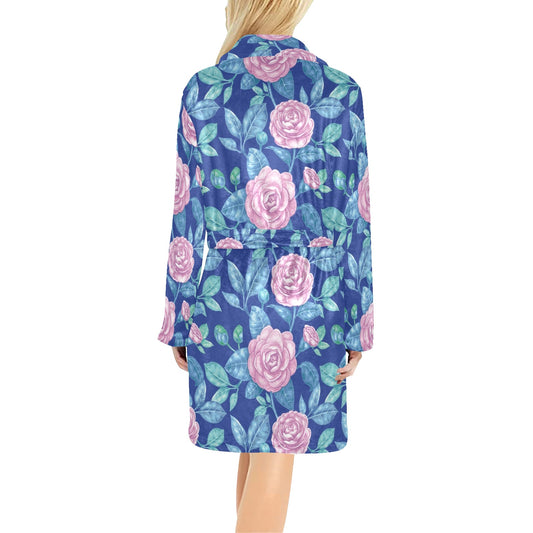 Camellia Pattern Print Design CM05 Women's Fleece Robe