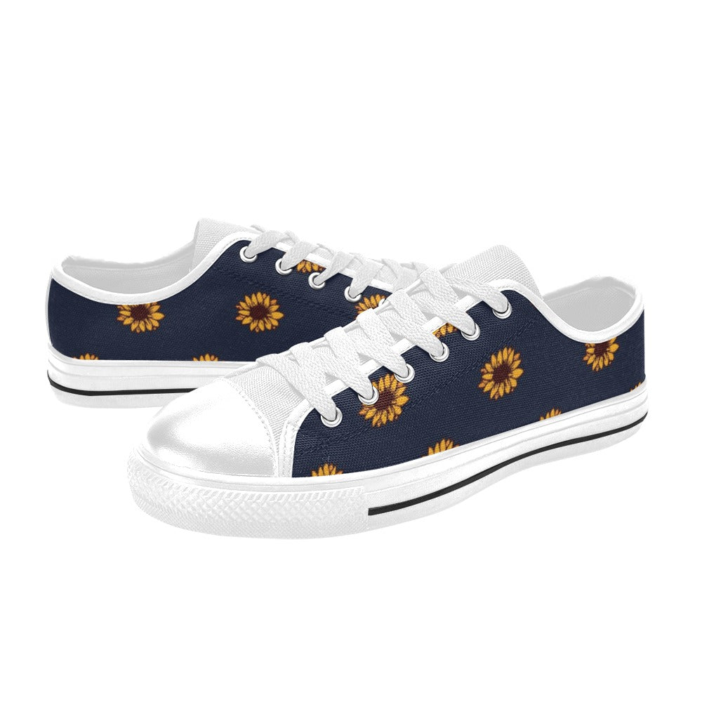 Sunflower Print Design LKS304 Women's White Low Top Shoes