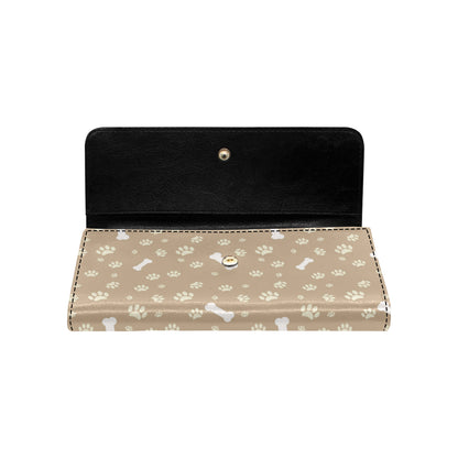 Dog Bone Paw Pattern Print Design 01 Women's Trifold Wallet
