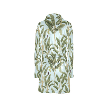 Banana Leaf Pattern Print Design BL03 Women's Fleece Robe