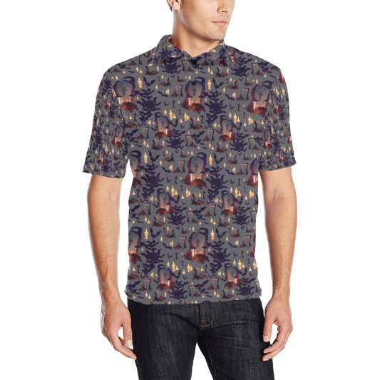 Creepy Graveyard Print Design LKS301 Men Polo Shirt