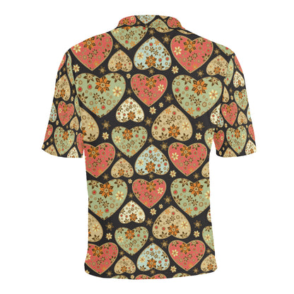 Heart Boho Pattern Print Design HE04 Men Polo Shirt