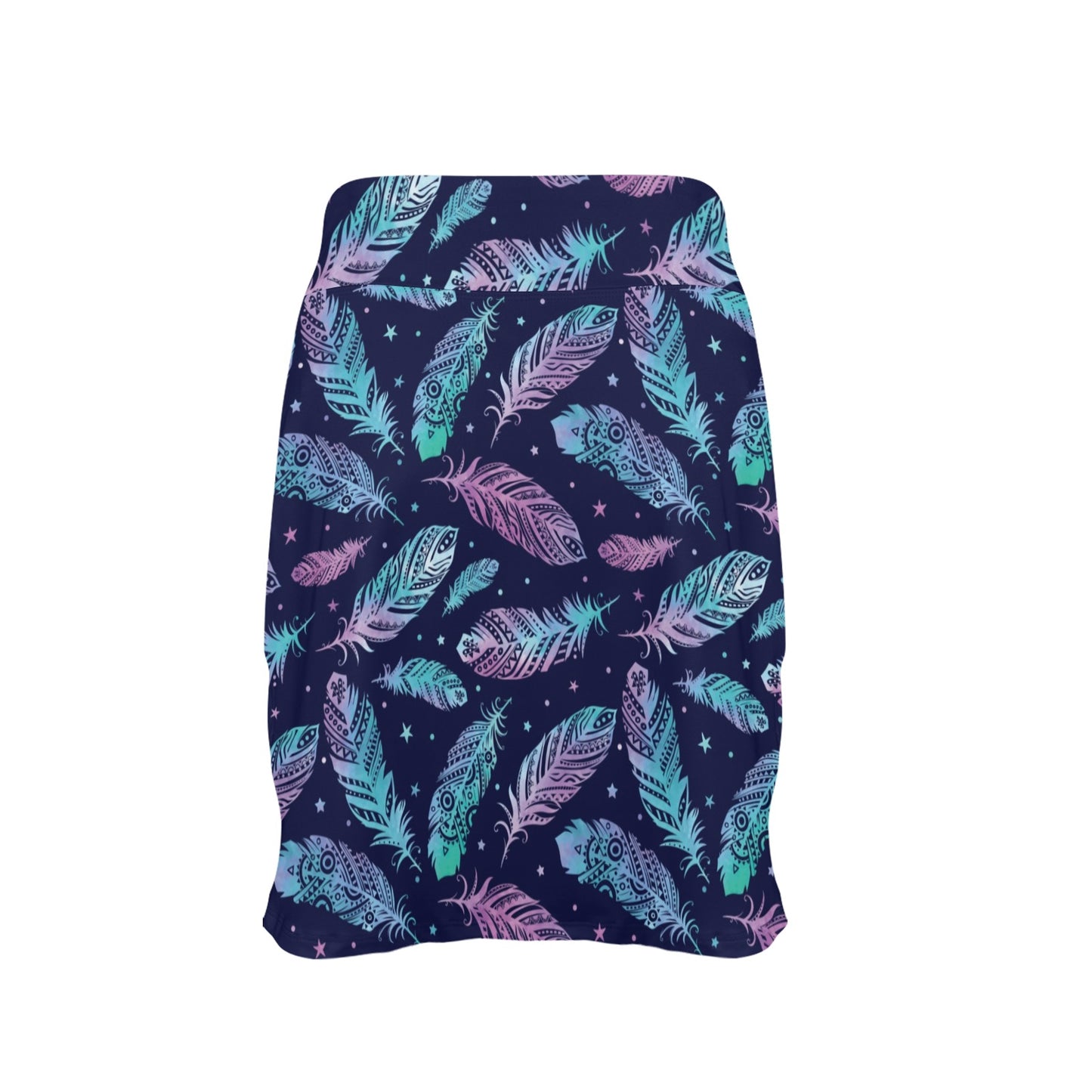 Feather Aztec Design Print 17" Golf & Pickleball Skort with Pockets