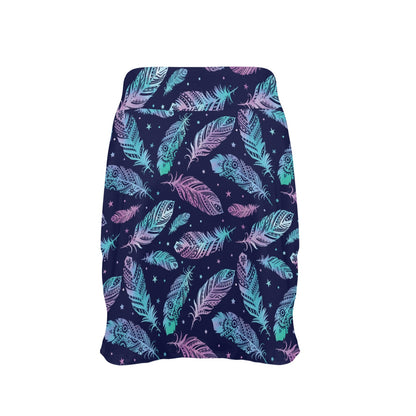Feather Aztec Design Print 17" Golf & Pickleball Skort with Pockets