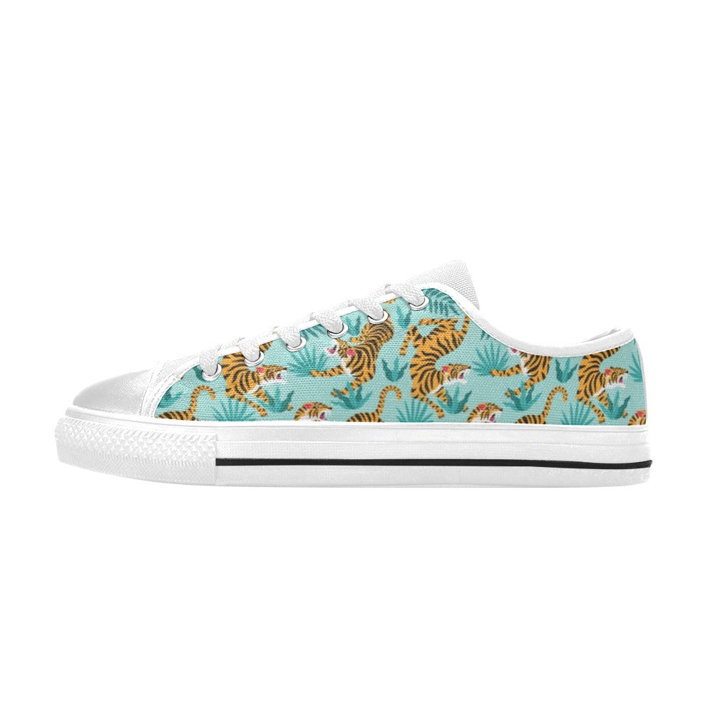 Tiger Print Design LKS304 Women's White Low Top Shoes