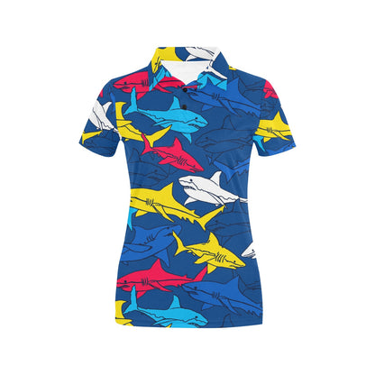 Shark Color Pattern Women's Polo Shirt