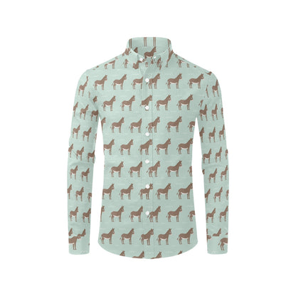 Donkey Print Design LKS402 Men's Long Sleeve Dress Shirt