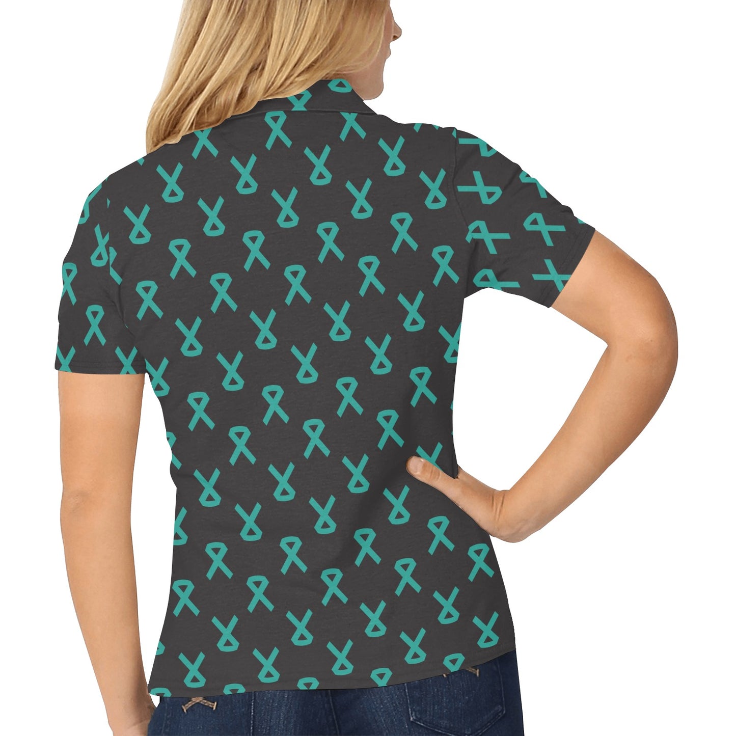 Ovarian cancer Pattern Print Design A01 Women's Polo Shirt