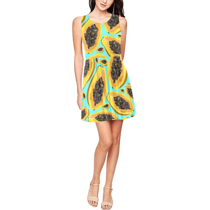 Papaya Pattern Print Design PP03 Sleeveless Dress