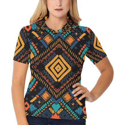 Kente Pattern Print Design 05 Women's Polo Shirt