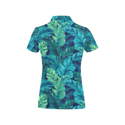 Banana Leaf Pattern Print Design BL05 Women's Polo Shirt