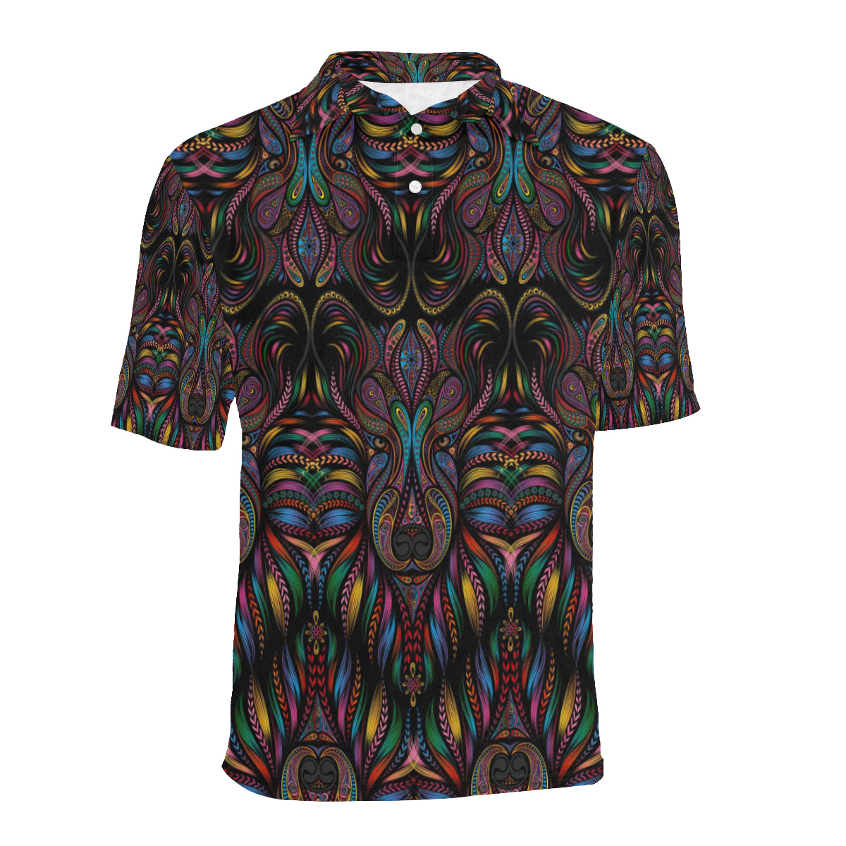 Colorful Art Wolf Men Polo Shirt