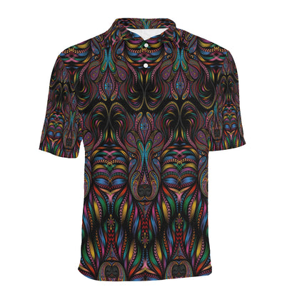 Colorful Art Wolf Men Polo Shirt