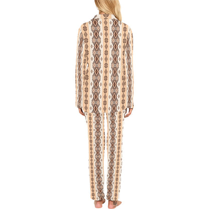 Native Classic Pattern Print Women's Long Pajama Set