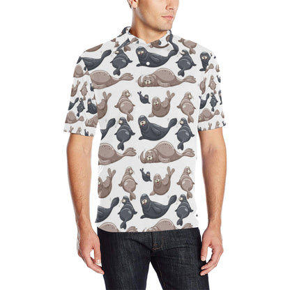 Sea Lion Pattern Print Design 02 Men Polo Shirt