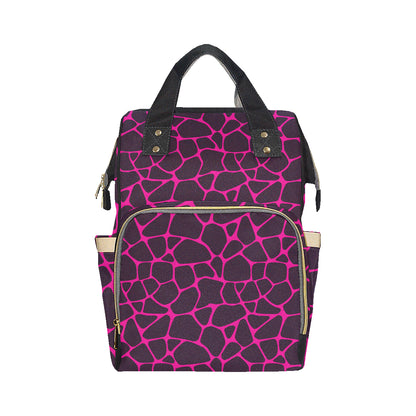 Giraffe Pink Background Texture Print Diaper Bag Backpack