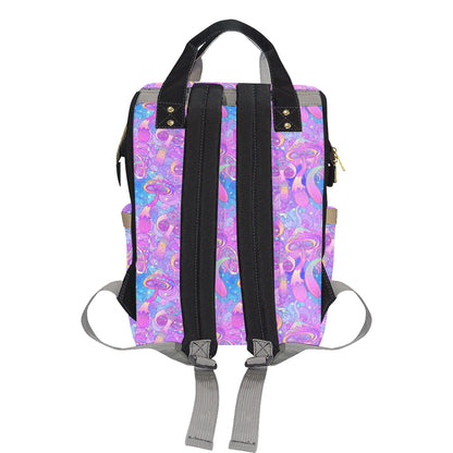 Psychedelic Trippy Mushroom Print Diaper Bag Backpack