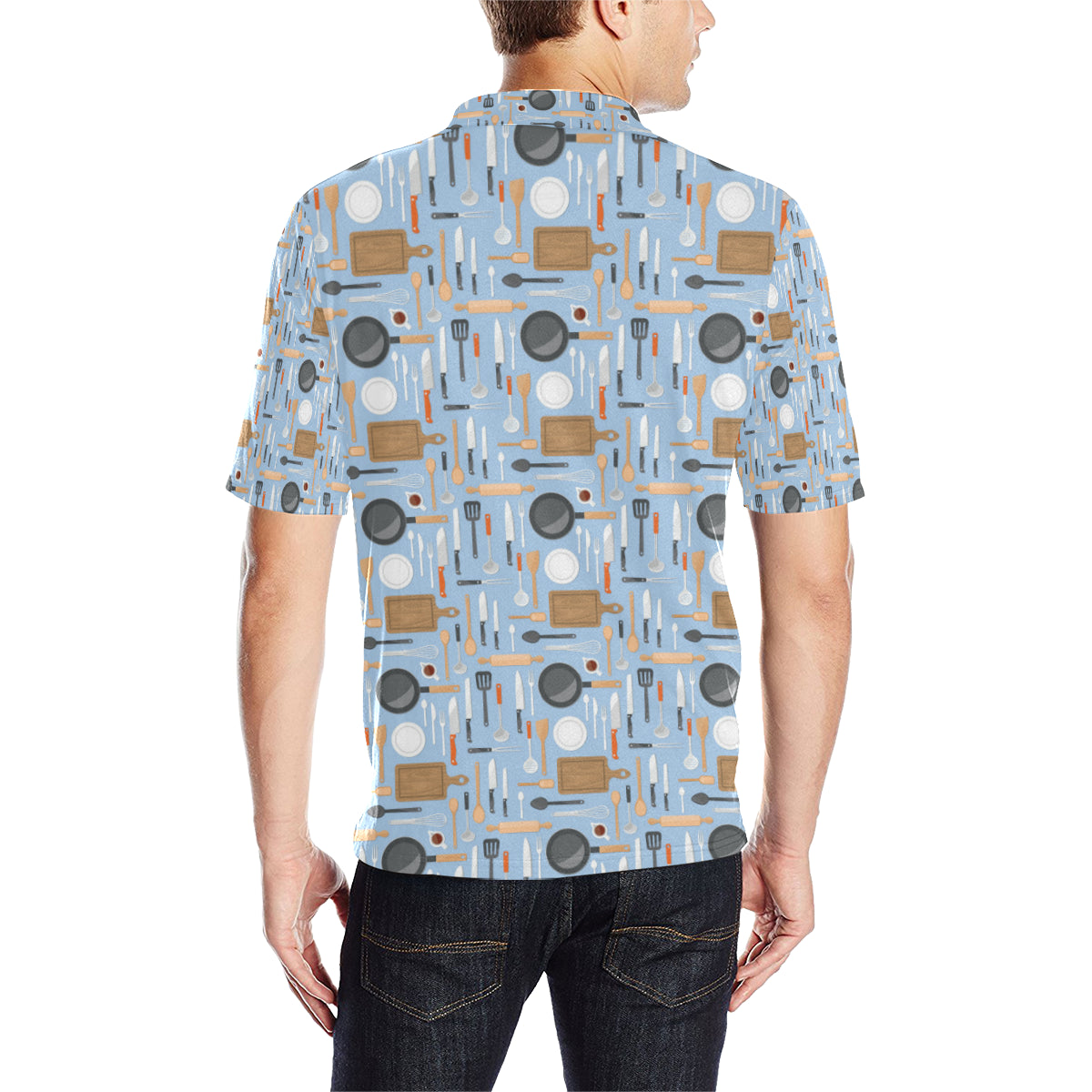 Cooking Kitchen Tools Pattern Print Design 02 Men Polo Shirt