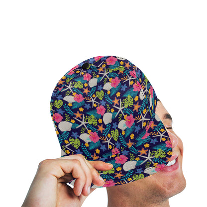 Beach Seashell Floral Theme Snapback Cap