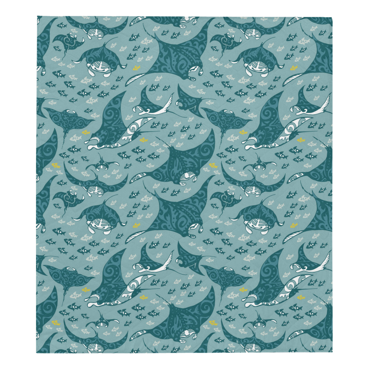 Manta Ray Tribal Pattern Print Design 03 Premium Quilt