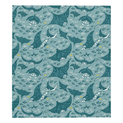 Manta Ray Tribal Pattern Print Design 03 Premium Quilt