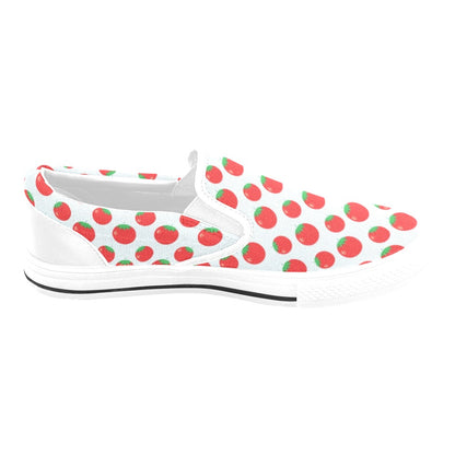 Tomato Print Design LKS307 White Slip Ons Canvas Women's Shoes