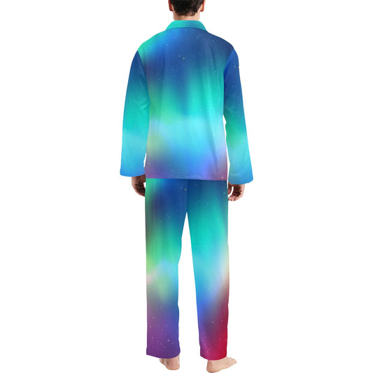 Aurora Borealis Pattern Print Design 02 Men's Long Pajama Set