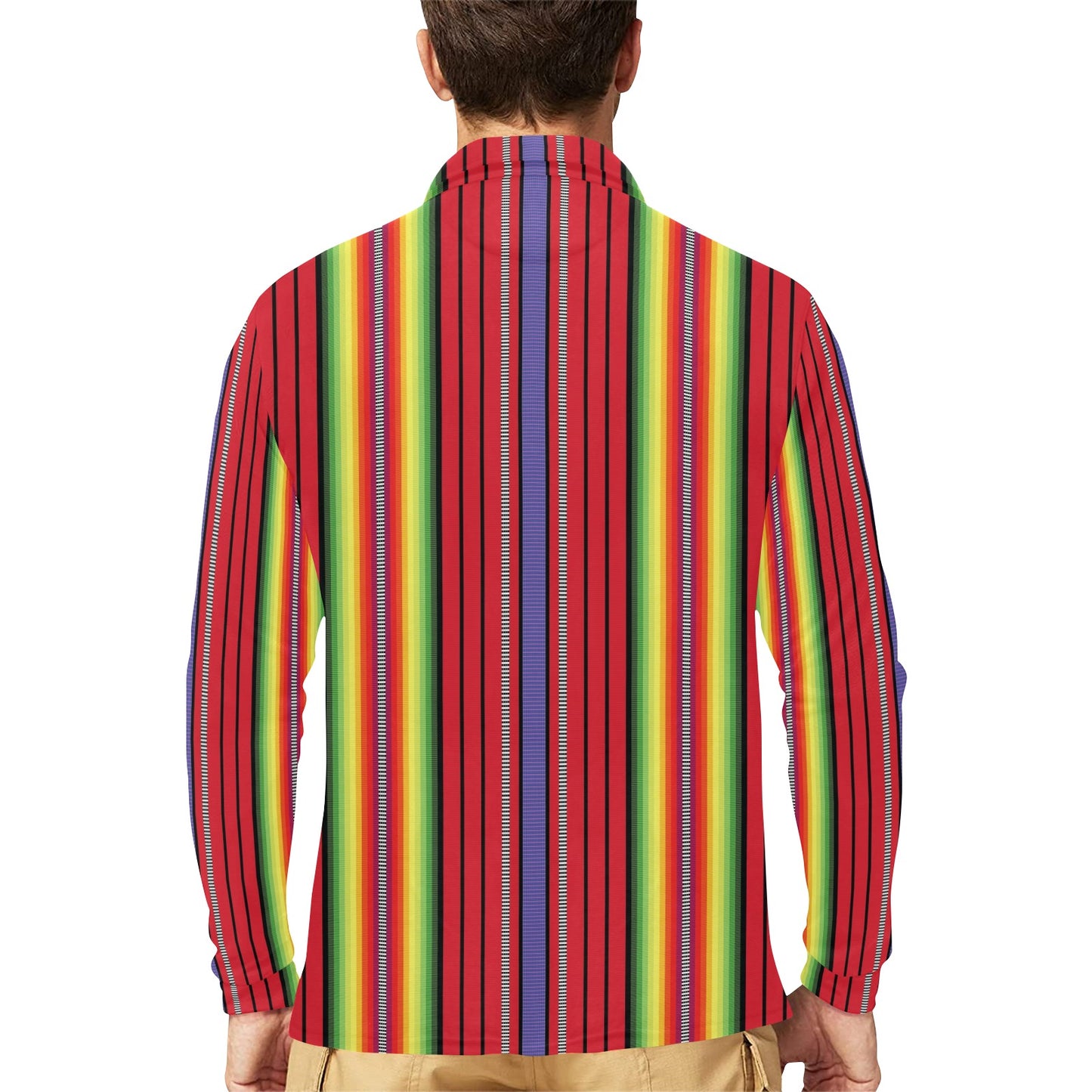 Serape Print Design LKS305 Long Sleeve Polo Shirt For Men's