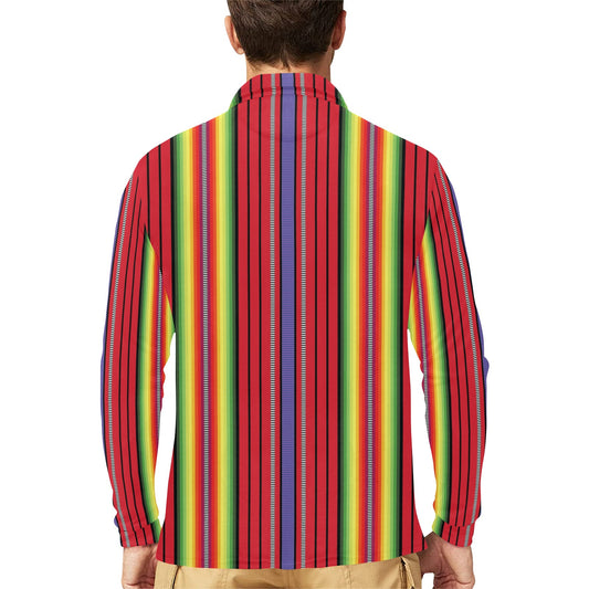 Serape Print Design LKS305 Long Sleeve Polo Shirt For Men's