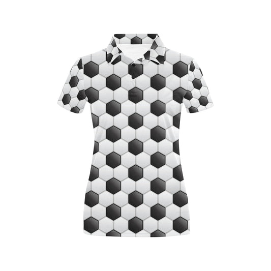 Soccer Ball Texture Print Pattern Women's Polo Shirt