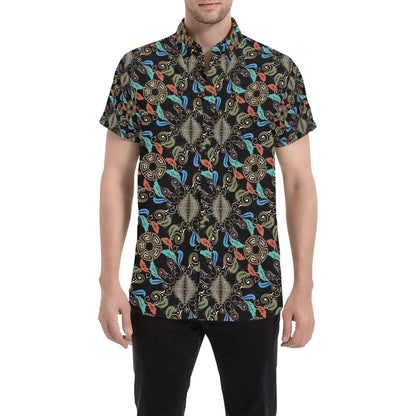 Ancient Greek Print Design LKS308 Men Short Sleeve Button Up Shirt
