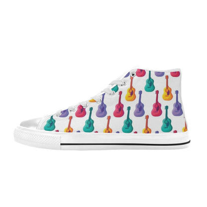 Acoustic Guitar Print Design LKS406 Men's High Top Canvas Shoes