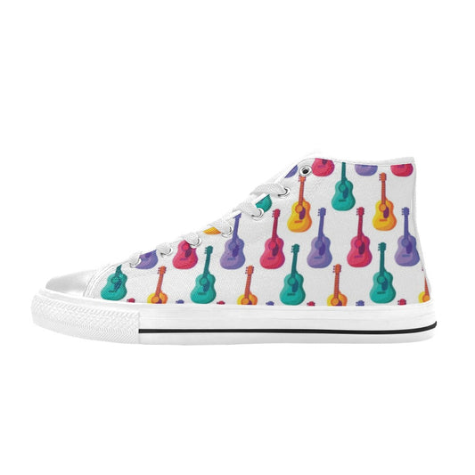 Acoustic Guitar Print Design LKS406 Men's High Top Canvas Shoes