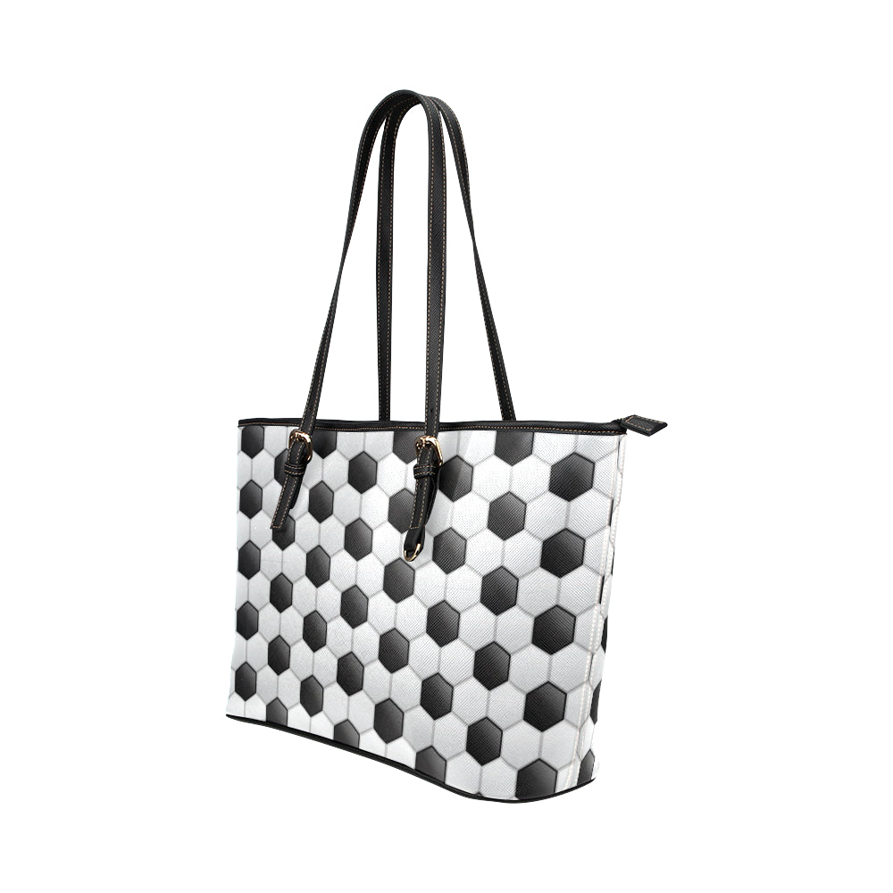 Soccer Ball Texture Print Pattern Leather Tote Bag