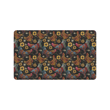 Chicken Embroidery Style Rubber Doormat