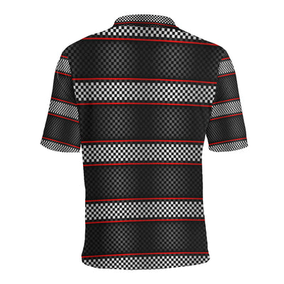 Checkered Flag Red Line Style Men Polo Shirt