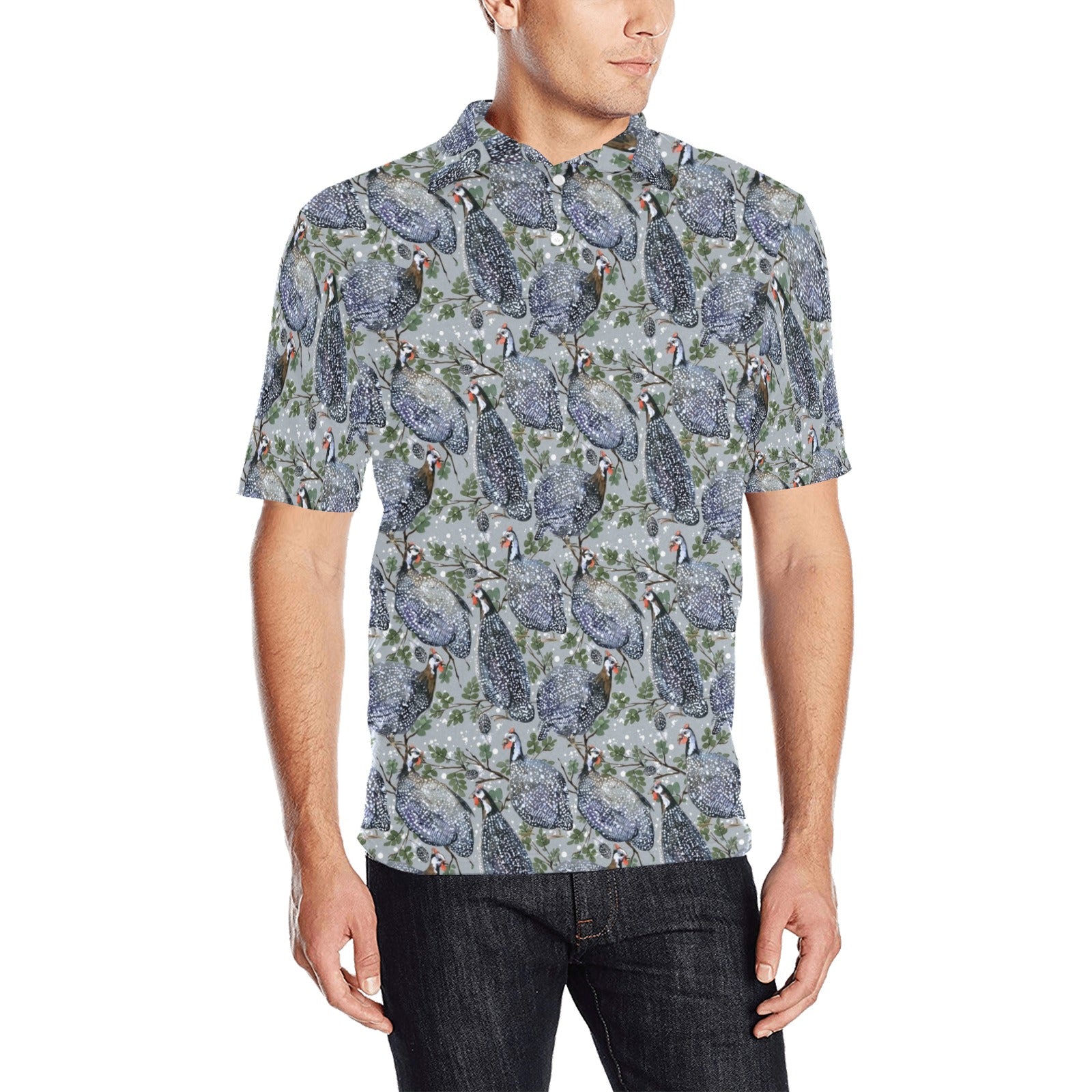 Guinea Fowl Print Design LKS402 Men Polo Shirt