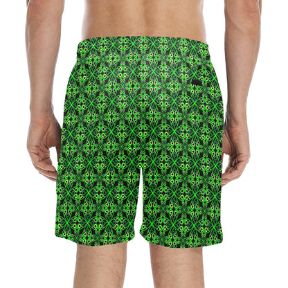 Celtic Green Neon Design Men's Swim Trunks Beach Shorts