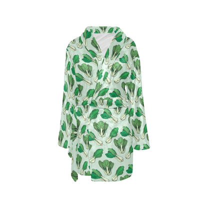 Bok Choy Pattern Print Design 01 Women's Fleece Robe