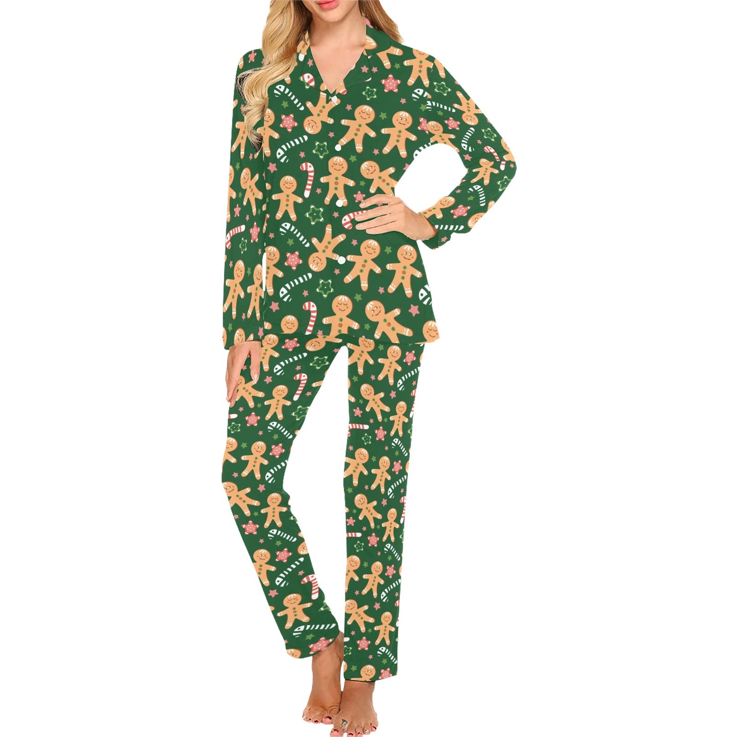 Gingerbread Pattern Print Design 04 Women's Long Pajama Set