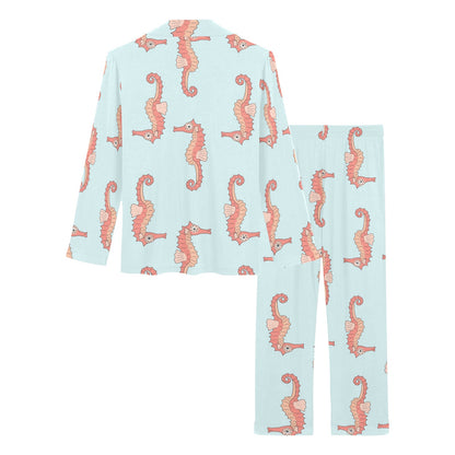 SeaHorse Pattern Print Design 01 Women's Long Pajama Set