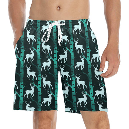 Deer Jungle Print Pattern Men's Swim Trunks Beach Shorts