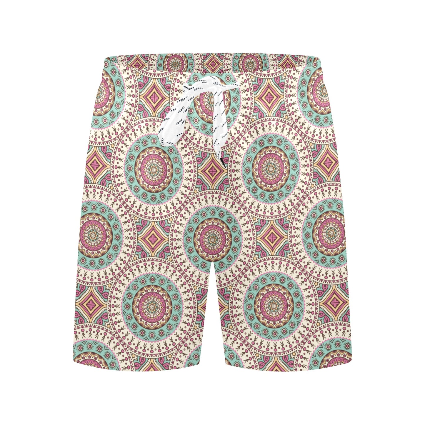 Bohemian Round Style Print Men's Swim Trunks Beach Shorts