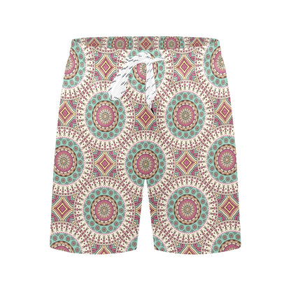Bohemian Round Style Print Men's Swim Trunks Beach Shorts
