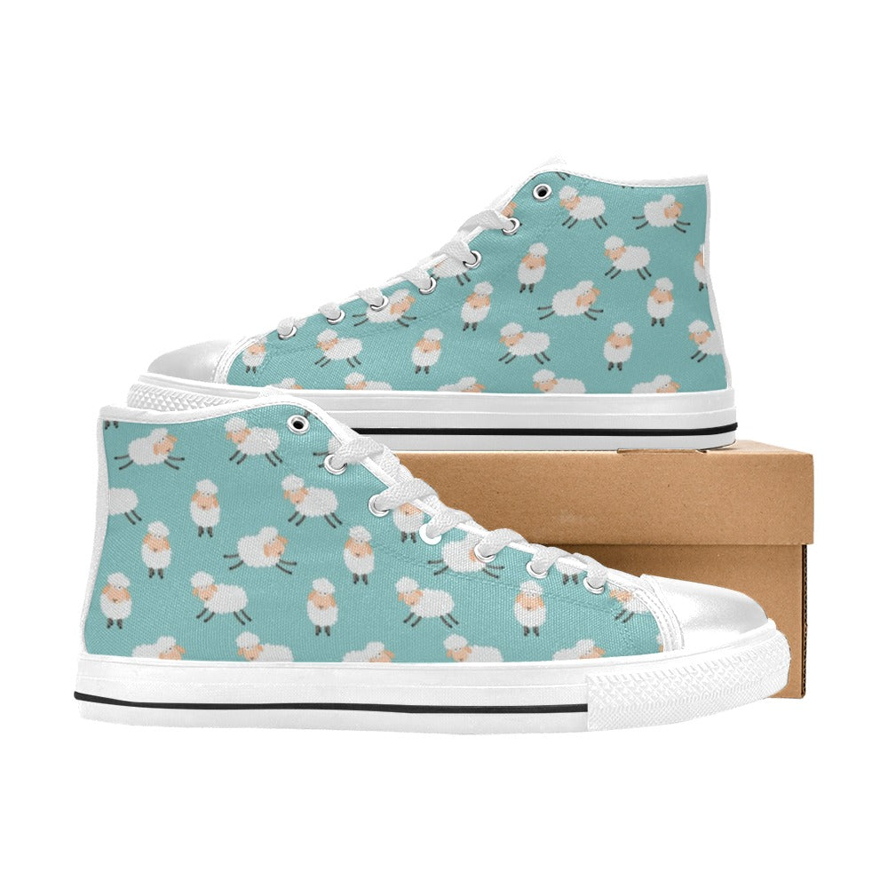 Sheep Print Design LKS406 Men's High Top Canvas Shoes