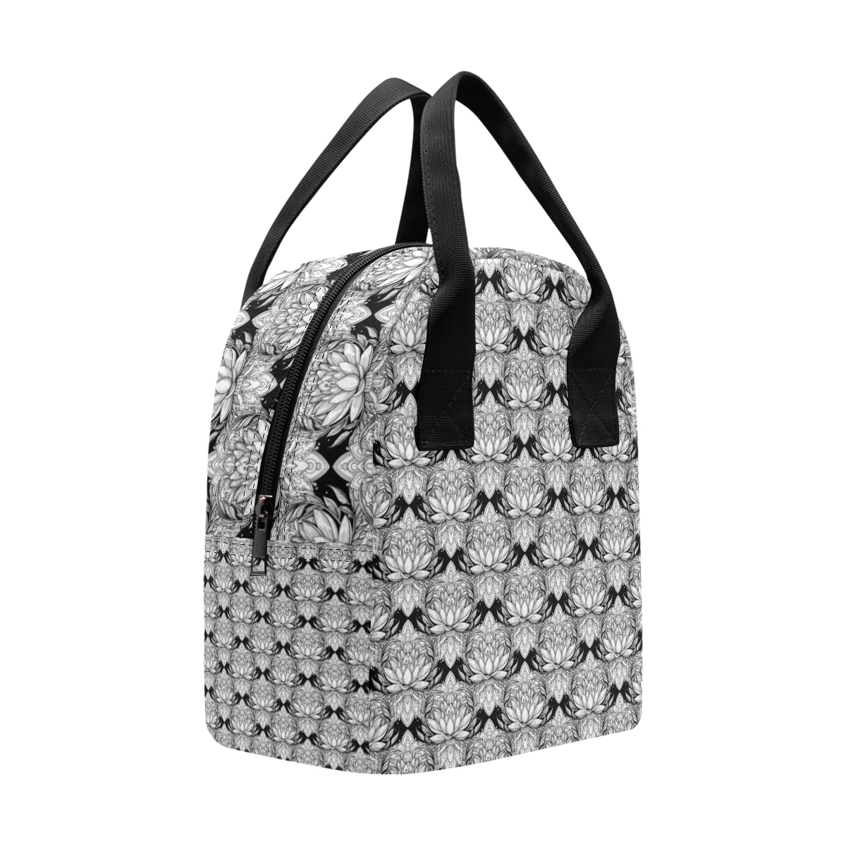 Lotus Mandala Print Pattern Insulated Lunch Bag