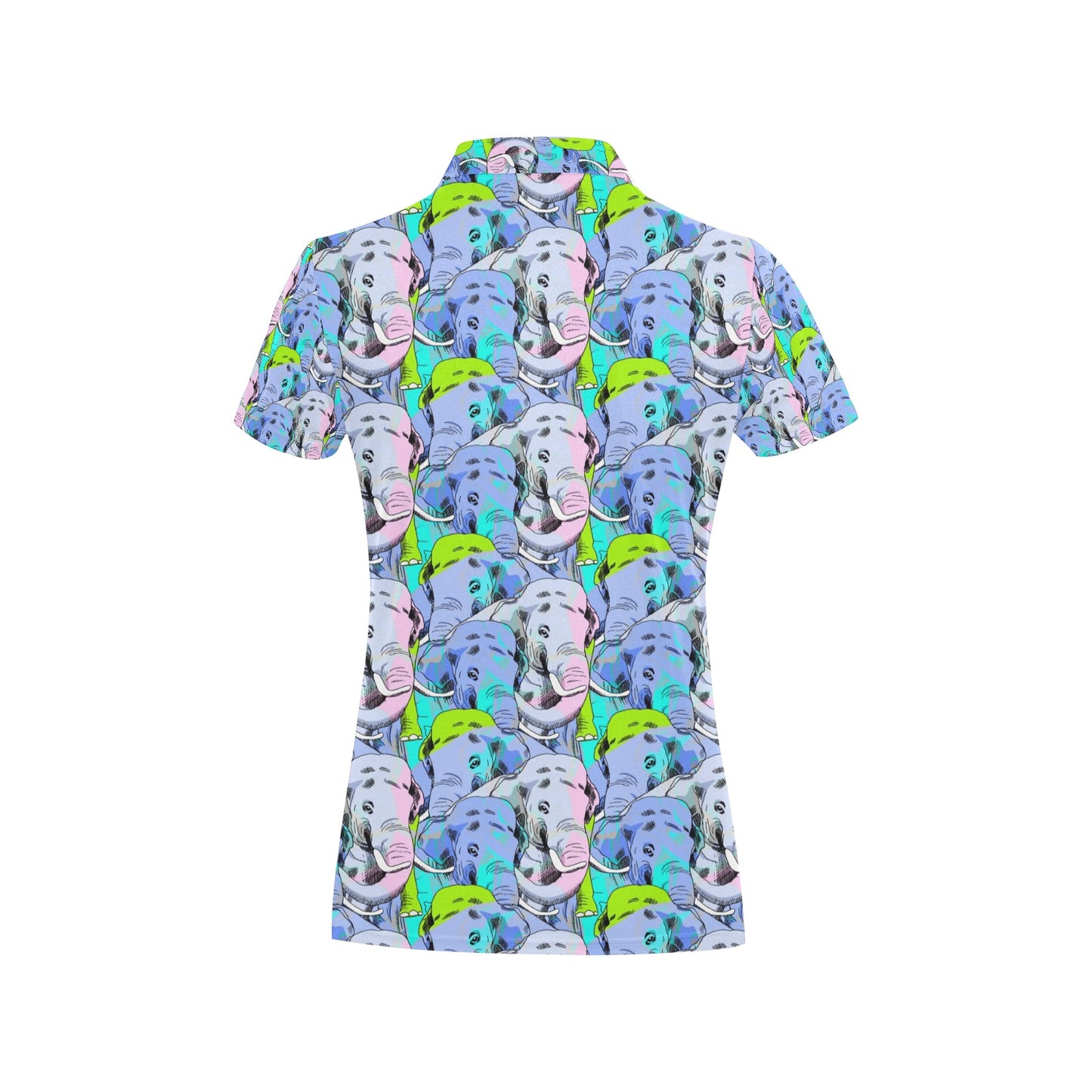 Elephant Art color Print Pattern Women's Polo Shirt