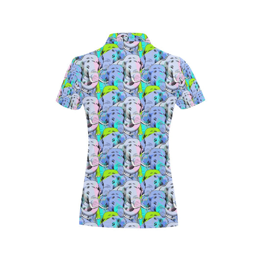 Elephant Art color Print Pattern Women's Polo Shirt