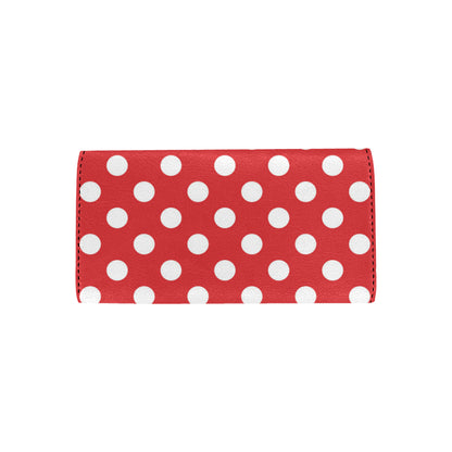 Polka Dot Red Pattern Print Design 04 Women's Trifold Wallet