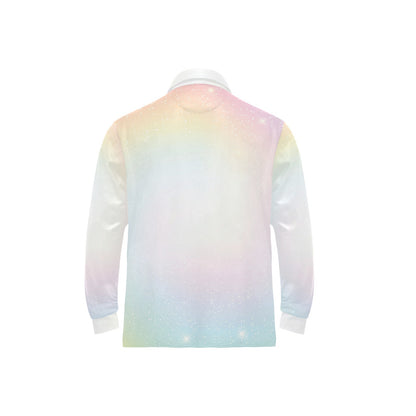 Nebula Pattern Print Design A02 Long Sleeve Polo Shirt For Men's